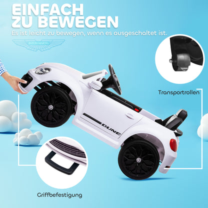 AIYAPLAY Elektro-Kinderfahrzeug, VW Käfer, 3-5 km/h, mit Fernbedienung & Musik, Weiß