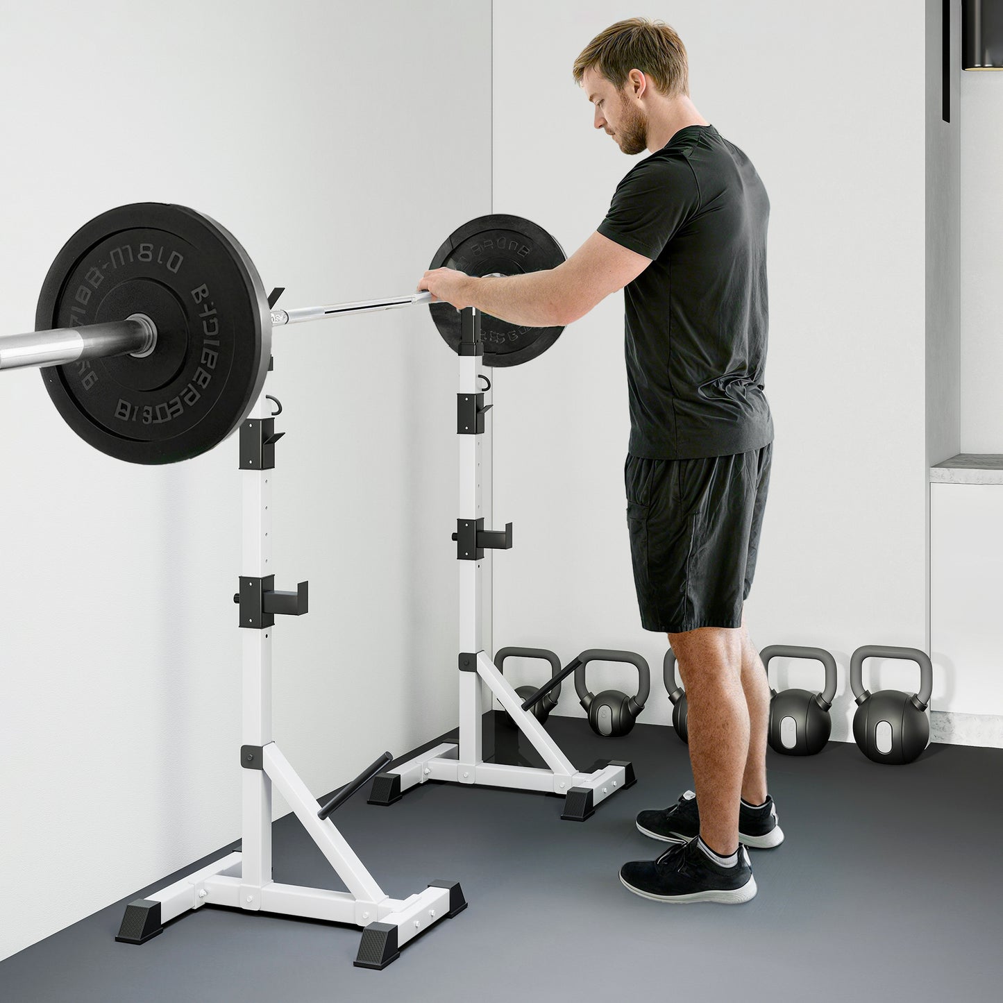 HOMCOM 2er Set Hantelständer 3 Ebenen Höhenverstellbar Hantelablage aus Stahl bis 200 kg belastbar Silber+Schwarz