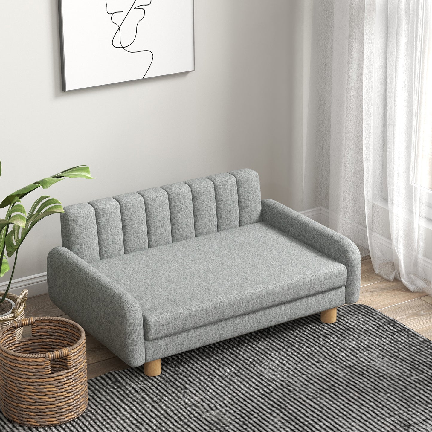 PawHut Hundebett، weiches Kissen، غسالة Bezug، rutschfeste Füße، غراو، 94B x 61T x 40H سم
