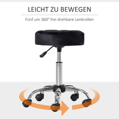 HOMCOM Salonhocker, höhenverstellbar, Bezug i Samtoptik, Ø35 x 49-61 cm, Schwarz