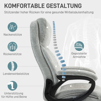 HOMCOM Bürostuhl, Schreibtischstuhl, drehbar, Wippfunktion, höhenverstellbar, Hellgrau