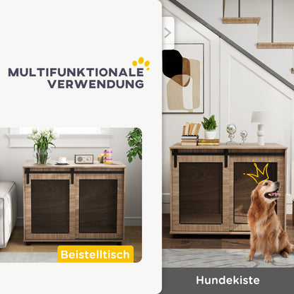 PawHut Hundebox, Transportbox für Hunde, Rückzugsbox für Haustiere, verschließbare Türen, 98 x 60 x 78 cm, Hellbraun