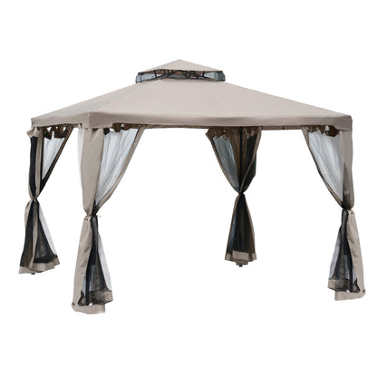 Outsunny Gartenpavillon Pavillon Gartenzelt Festzelt Partyzelt mit 4 x Seitenwand wetterfest Metall + Polyester Grau 2,94 x 2,94 x 2,65 m