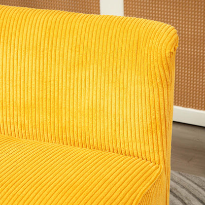 HOMCOM Zweisitzer-Sofa, elegantes Skandi Design, massiver Holzrahmen, bis 150 kg, 117 x 56,5 x 77 cm, Gelb
