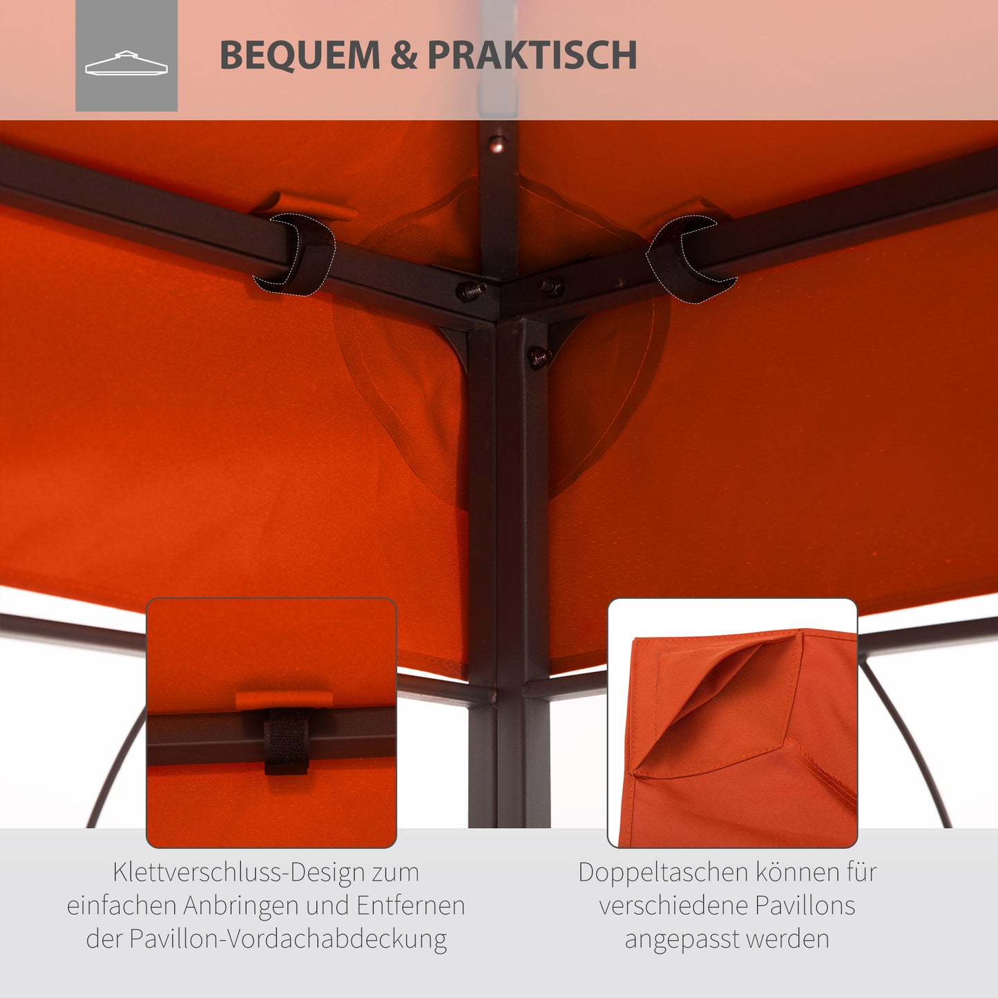 Outsunny Ersatzdach für Gartenpavillons 3x4m Polyester Kaffee