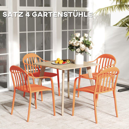 Outsunny Gartenstuhl 4er Set wetterfest Gartenstühle aus Kunststoff Stapelstuhl mit Armlehne Rückenlehne bis 120 kg belastbar