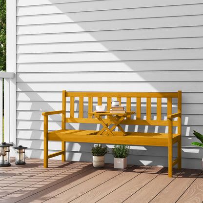 Outsunny 2-Sitzer Gartenbank Holz، wetterfest Sitzbank mit Rücken- &amp; Armlehnen 320 كجم belast 149x56,5x89 سم، خشب الساج