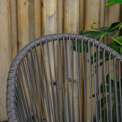 Outsunny Bistro-Set Rattan-Sofa-Set Terrassen-Set, 2 Stühle, 1 Tisch, wetterbeständig, 65 x 63 x 80 cm, Dunkelgrau + Hellgrau