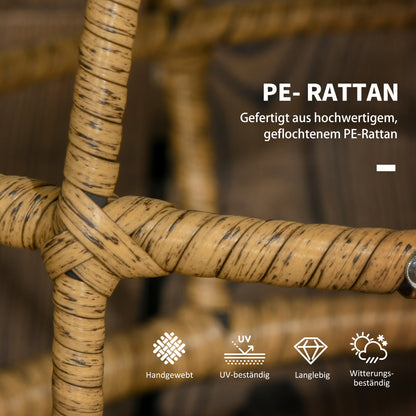 Outsunny 2er-Set Gartentische im Boho-Stil, wetterbeständig, stapelbar, 60 cm x 60 cm x 47 cm, Natur + dunkelgrau