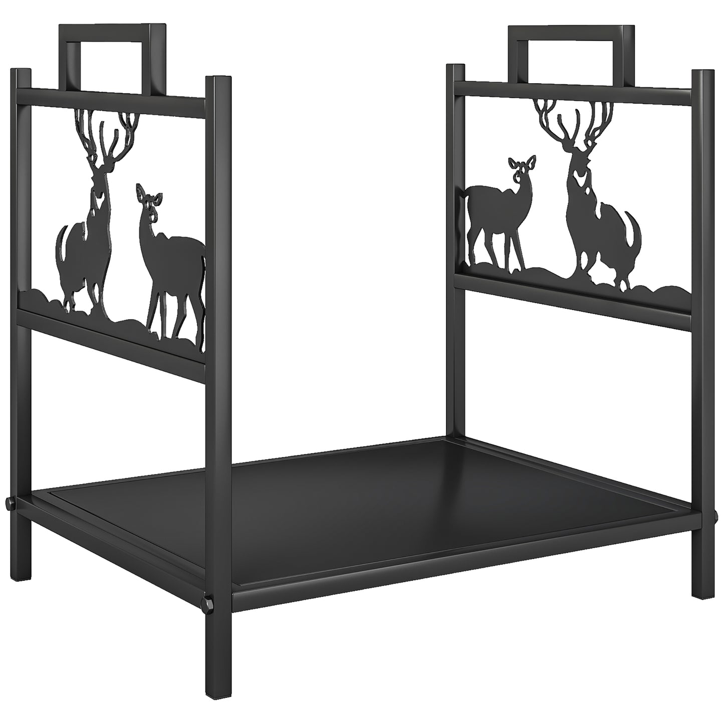 Outsunny Kaminholzregal für innen 42,5 x 33,5 x 43 cm Brennholzregal für Kamin Ofen aus Metall Schwarz