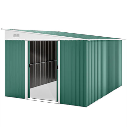 Outsunny Metall-Geräteschuppen Schrägdach verriegelbare Doppeltür 2,8 x 3,45 x 2,01m Grün