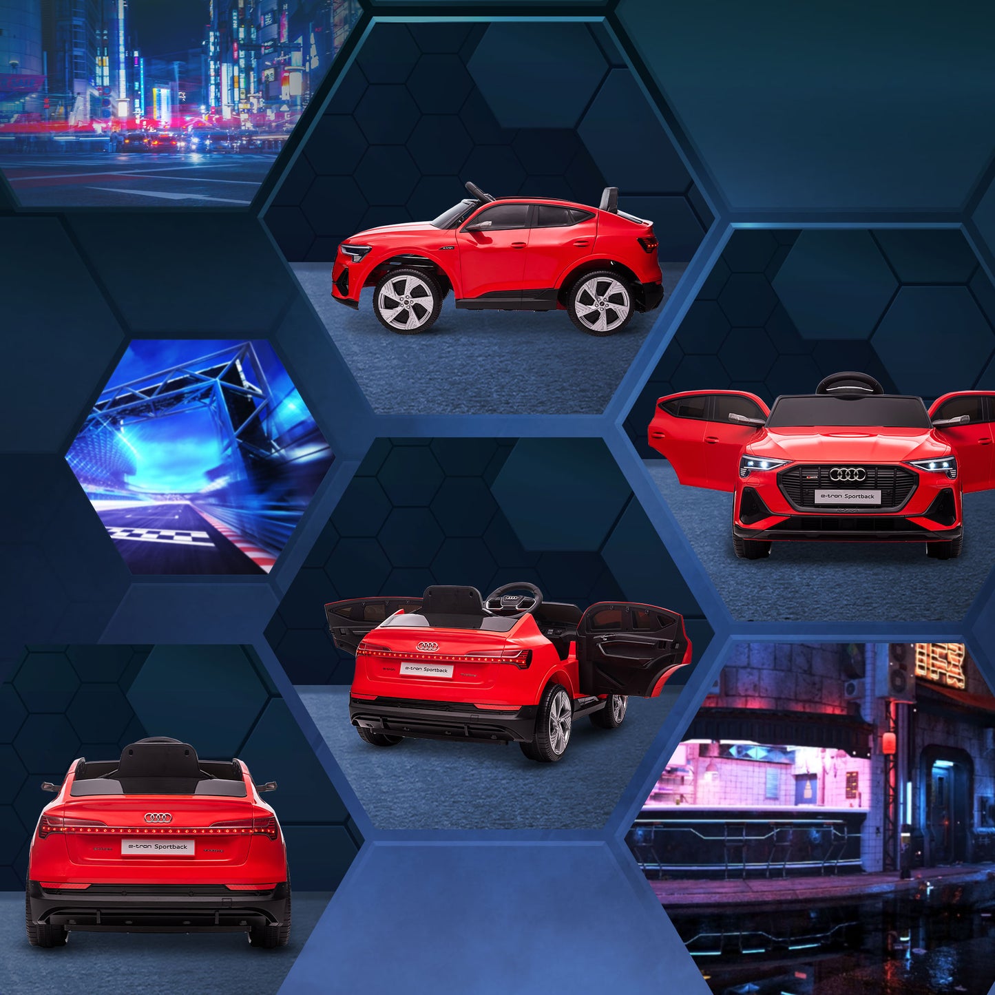 HOMCOM Kinder-Elektroauto, bis 5 km/h, mit Sicherheitsgurt, Fernbedienung, Scheinwerfern, Musikfunktion, rot