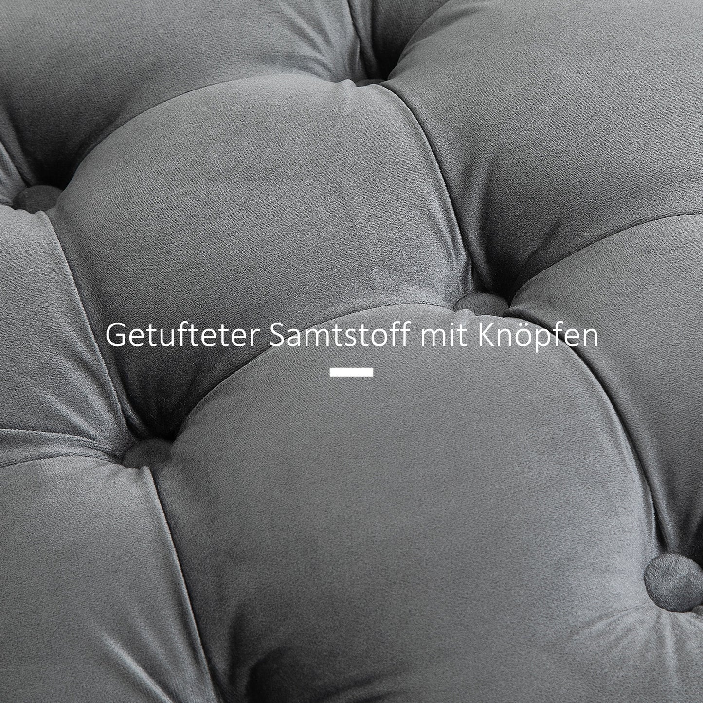 HOMCOM Vintage Hocker، Sitzhocker Truhenbank Fußbank Fußhocker mit Stauraum، Polsterhocker، Metall، Schaumstoff، Kohlegrau، 55 x 55 x 42 سم