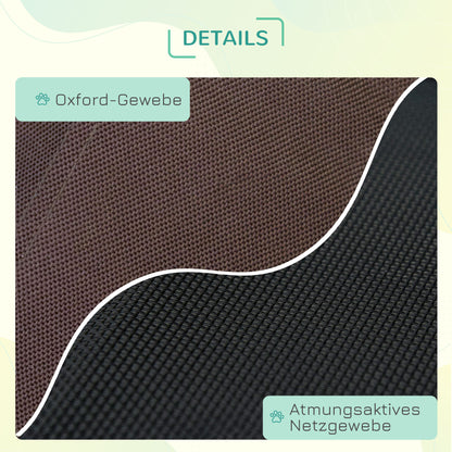 PawHut Haustierbett mit Baldachin, klappbar, Hundeliege, Outdoor-Hundebett, Mesh-Stoff, Braun + Schwarz