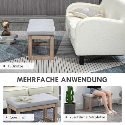 HOMCOM Fußbank im Skandi-Design، Sitzhocker، Fußhocker، 68 سم × 38 سم × 42 سم، Grau + Natur
