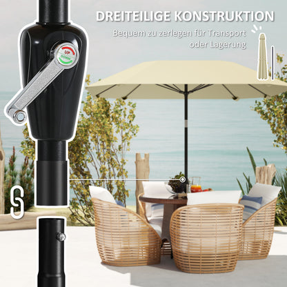 Outsunny 2,3 m Sonnenschirm ohne Basis, Verstellbarer Terrassenschirm mit Kurbel, Polyester, Aluminium, Fiberglas, Beige