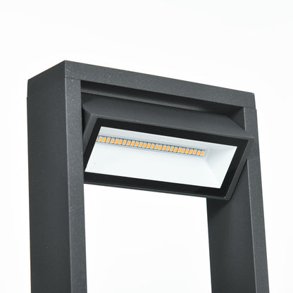 Outsunny Gartenlampe, Wegleuchte, Pfostenlicht mit LEDs, wetterbeständig, 16cm x 5cm x 90cm, Dunkelgrau