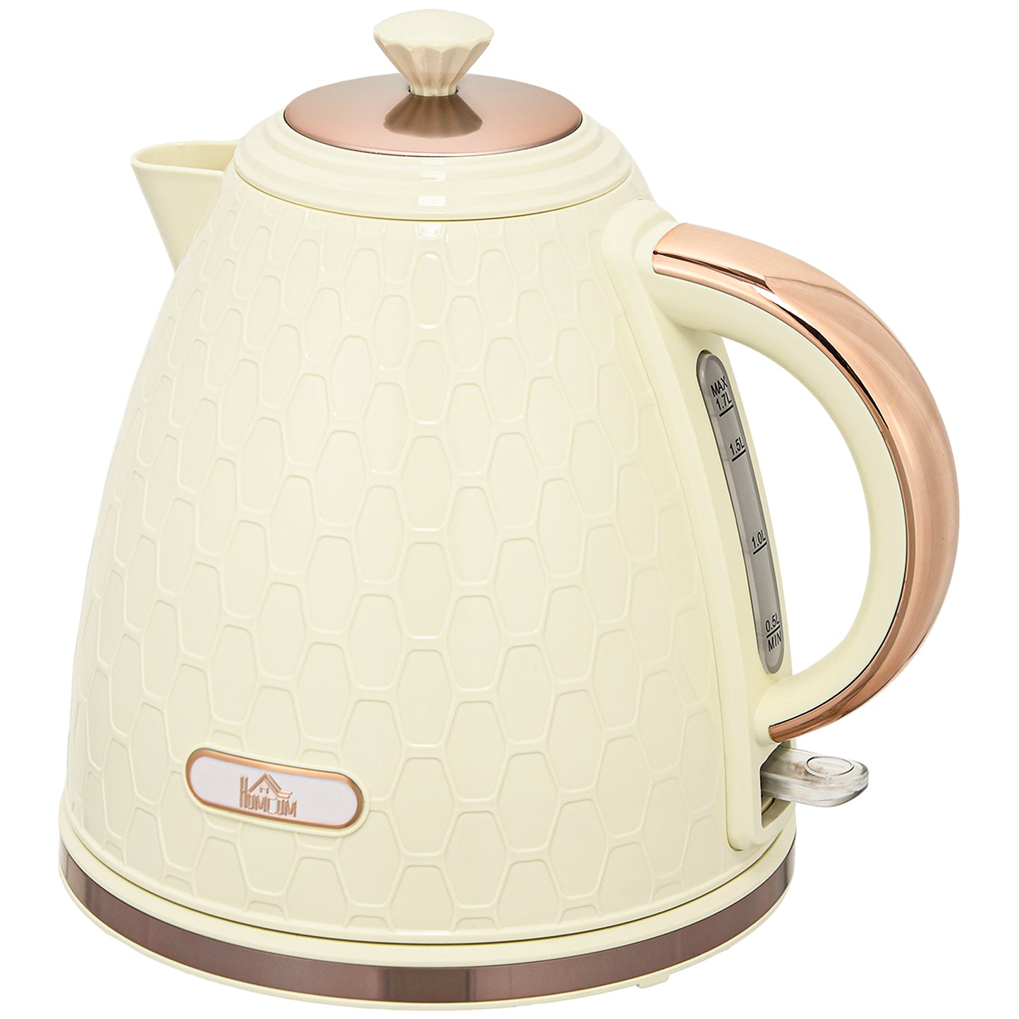 HOMCOM Wasserkocher, 2200W, Sichtfenster, Filter, Schnellkocher, Beige