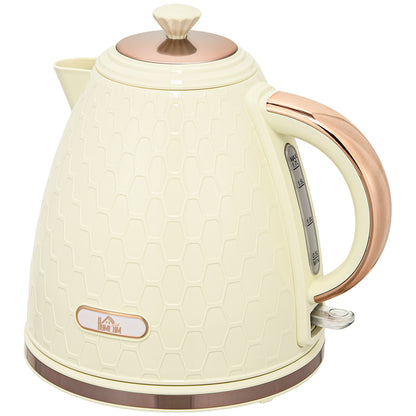 HOMCOM Wasserkocher, 2200W, Sichtfenster, Filter, Schnellkocher, Beige