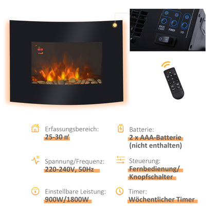 HOMCOM Elektrokamin Kamin Kaminofen Elektrischer Wandkamin 65 x 11,4 x 52 سم