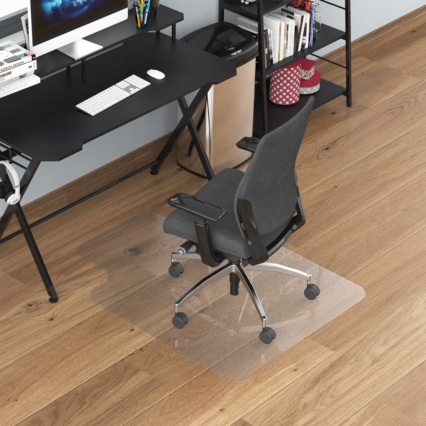 HOMCOM Stuhlunterlage für Hartböden, 90 x 120 cm, rutschfest, transparent Bodenmatten zum Schutz von Holz und Fliesen, für Büro und Zuhause