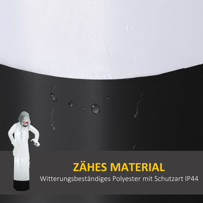 Outsunny Halloweendeko, Geisterhexe mit roten Augen, aufblasbar, LEDs, Outdoor-tauglich, 180 cm, Weiß