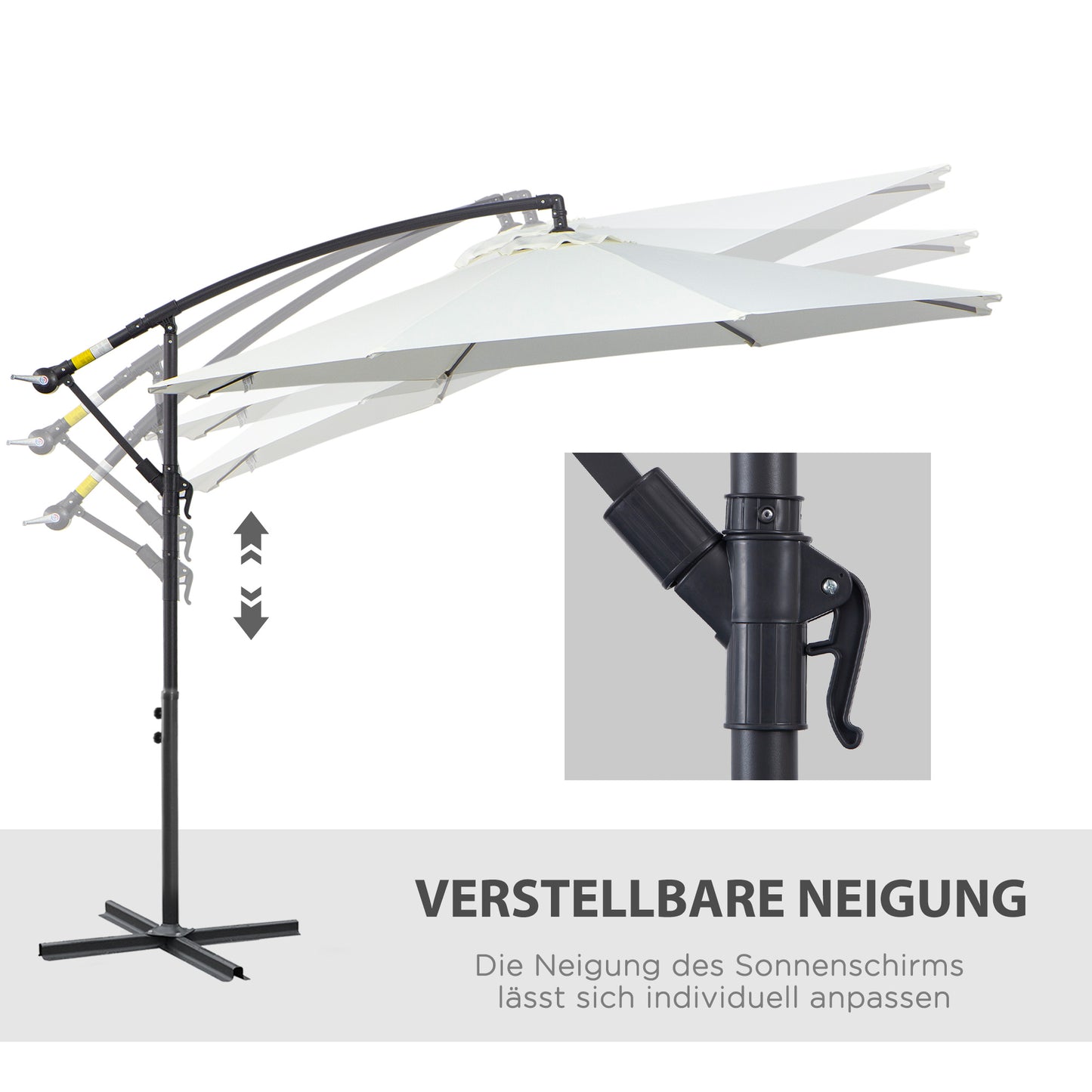 Outsunny Sonnenschirm mit Kurbel Wetterbeständig 3 m x 3 m x 2,5 m Stahl Polyester