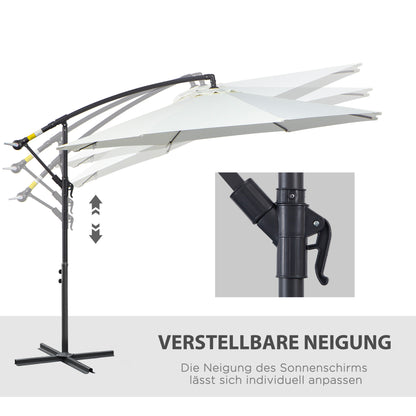 Outsunny Sonnenschirm mit Kurbel Wetterbeständig 3 m x 3 m x 2,5 m Stahl Polyester
