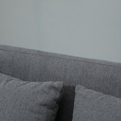 HOMCOM Sofa 2 Sitzer Couch mit 2 Wurfkissen, Kleine Loveseat mit Samtopik Modern Polstersofa für Wohnzimmer, Schlafzimmer, kleinen Raum, Grau 130 x 70 x 80 cm