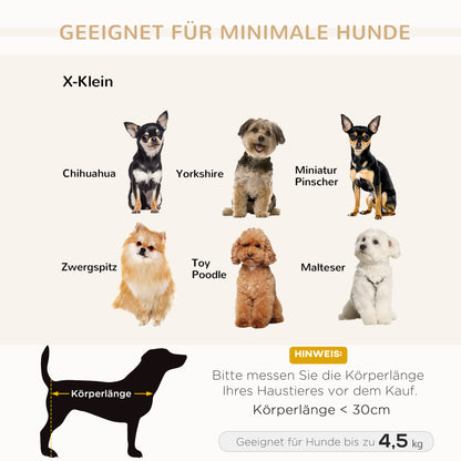 PawHut Hundesofa, Hundebett, waschbares Sitzkissen, Plüschbezug, Naturholzrahmen, hellgrau, 69 x 49 x 38cm