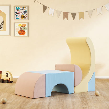 AIYAPLAY 5er-Set Schaumstoff-Kletterblöcke, Cordbezug, leichtes Gewicht, zum Bauen, Krabbeln, Klettern, Bunt