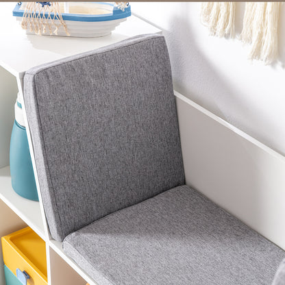 HOMCOM 2-in-1 Kinderregal Regal + Sitzbank inkl. Polster 103 cm × 30 cm × 62 cm Weiß + Grau