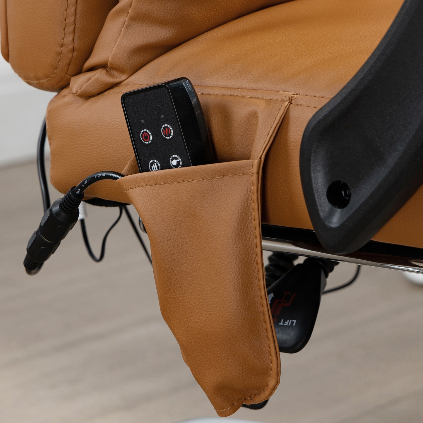 Vinsetto Bürostuhl mit Massagefunktion, ergonomisch, 66x67x115-123cm, Hellbraun