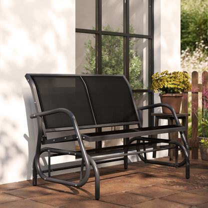 Outsunny -Sitzer Schaukelstuhl Gartenbank mit Schaukelmechanismus bis 200 kg belastbar 120 x 70 x 85 cm Schwarz
