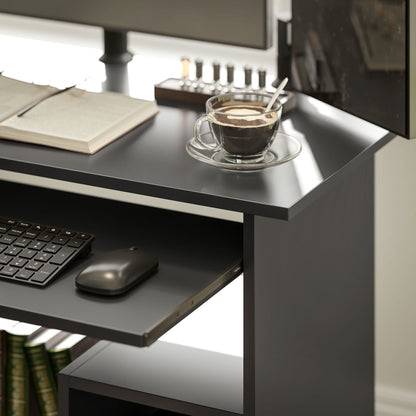 HOMCOM Computertisch, Schreibtisch, Spanplatte, Metall, 80 x 45 x 75 cm, Schwarz