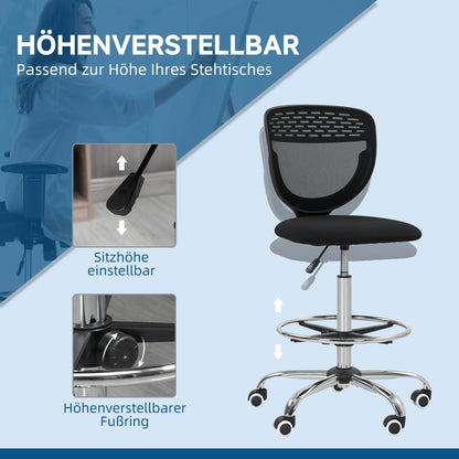 Vinsetto Bürostuhl, Arbeitsstuhl, Schreibtischstuhl, höhenverstellbar, gepolstert, Schwarz