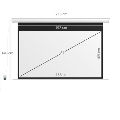 HOMCOM Beamer-Leinwand, Projektionsleinwand, 16:9, 84 Zoll, Fernbedienung, Motor