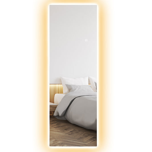 HOMCOM LED Ganzkörperspiegel, dimmbar, rahmenlos, Touch-Steuerung, 40 x 120 cm