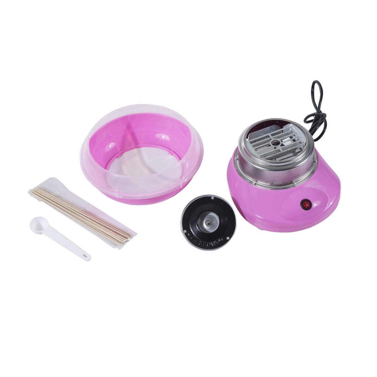 HOMCOM Zuckerwattemaschine für Zuhause ماكينة حلوى القطن Zuckerwatte Maschine mit Stäbchen und Messlöffel Höhe 18 سم 550 وات لـ Kinderfest، Geburtstag، Party Rosa