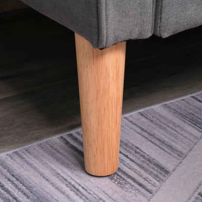 HOMCOM 2 Sitzer Sofa, Couch mit Stauraum, Holzbeine, Gepolsterter Polstersofa mit Samtoptik für Wohnzimmer, Schlafzimmer, 117x 62 x 78 cm, Grau
