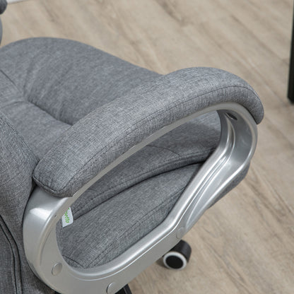 Vinsetto Bürostuhl Arbeitsstuhl Schreibtischstuhl Drehstuhl 360° Ergonomisch Wippfunktion Höhenverstellbar Grau Leinen 64 x 75 x 111-121 cm