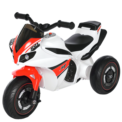 HOMCOM Laufrad, Rutscher, Kindermotorrad, 18-36 Monate, Musik/Licht, bis 20 kg, Weiß/Rot