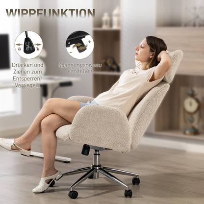 HOMCOM Bürostuhl mit verstellbarer Kopfstütze, ergonomischer Schreibtischstuhl, Kippfunktion, höhenverstellbar, Grauweiß