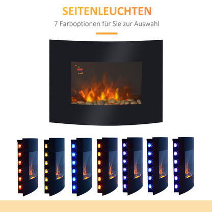 HOMCOM Elektrokamin Kamin Kaminofen Elektrischer Wandkamin 65 x 11,4 x 52 سم