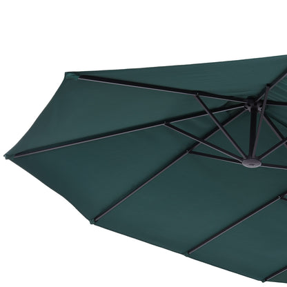 Outsunny Sonnenschirm Gartenschirm Marktschirm Doppelsonnenschirm Terrassenschirm mit Handkurbel Dunkelgrün Oval 460 x 270 x 240 cm