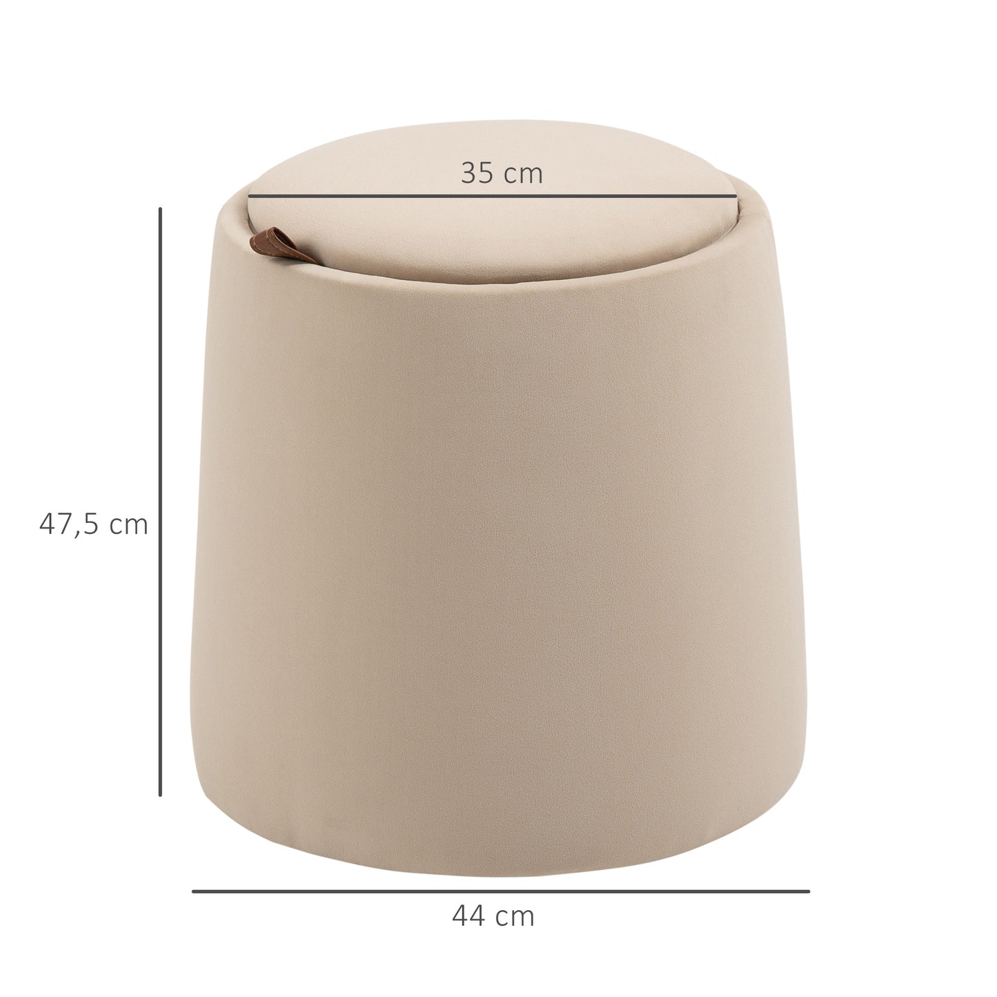 HOMCOM 2-in-1 Hocker in Samtoptik inclusive Stauraum und abnehmbaren Deckel Φ44 سم × 47,5 سم بيج