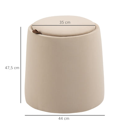 HOMCOM 2-in-1 Hocker in Samtoptik inclusive Stauraum und abnehmbaren Deckel Φ44 سم × 47,5 سم بيج