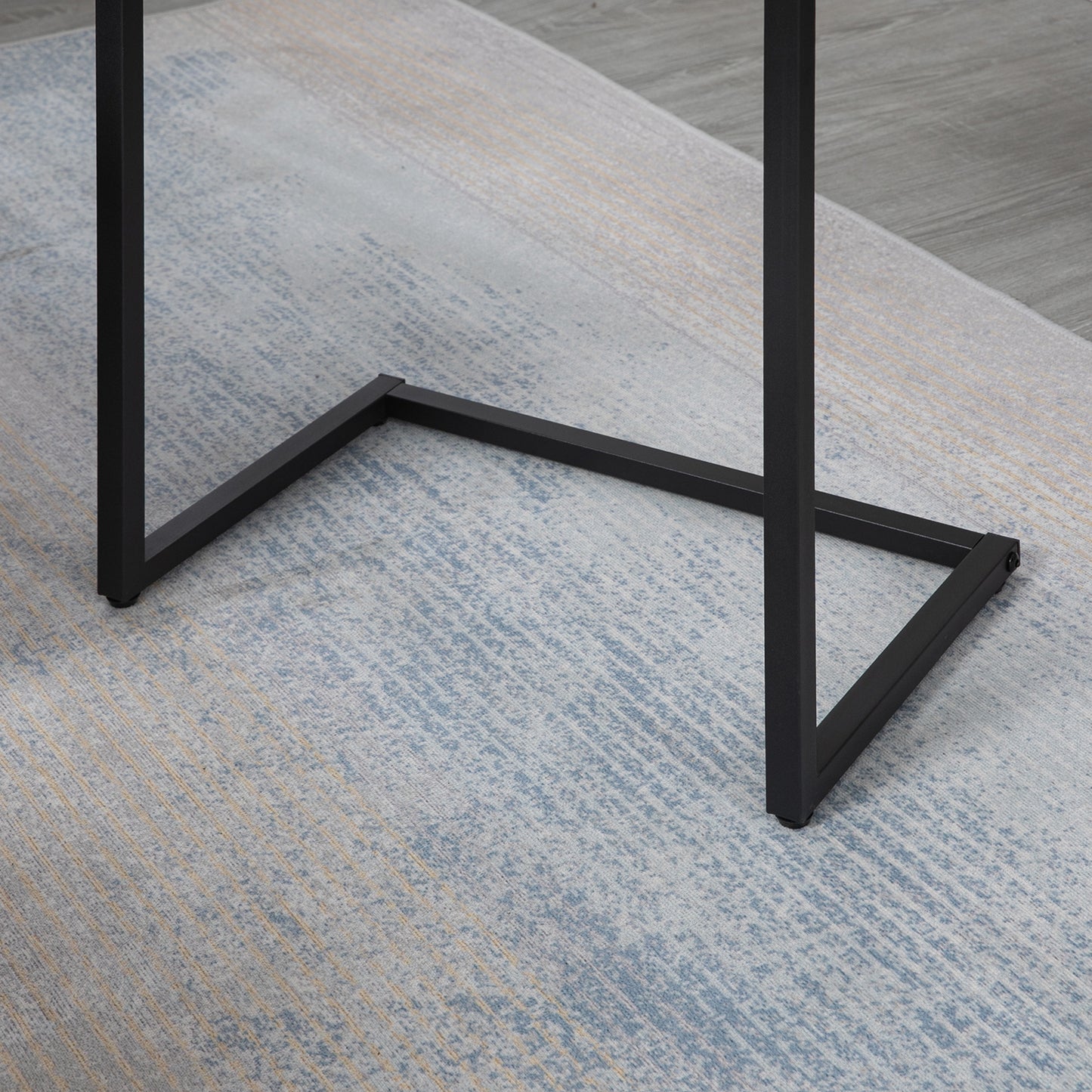 HOMCOM Satztisch, Beistelltisch, 3er-Set, Industrial Design, Stahlrahmen, braun+schwarz, 45 x 30 x 60cm