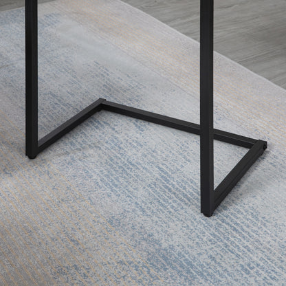 HOMCOM Satztisch, Beistelltisch, 3er-Set, Industrial Design, Stahlrahmen, braun+schwarz, 45 x 30 x 60cm