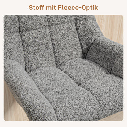 HOMCOM Barhocker 2er-Set Retro-Design höhenverstellbar Fleece-Optik Grau + Schwarz